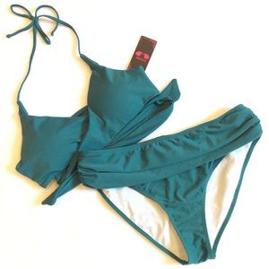 NWT teal shekini wrap bikini
